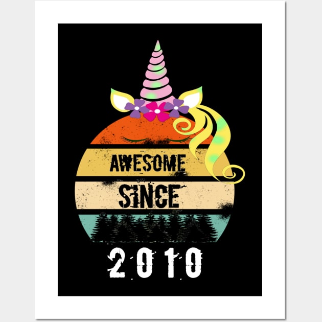 Vintage awesome Since 2010 10th birthday gif shirt Wall Art by FouadBelbachir46